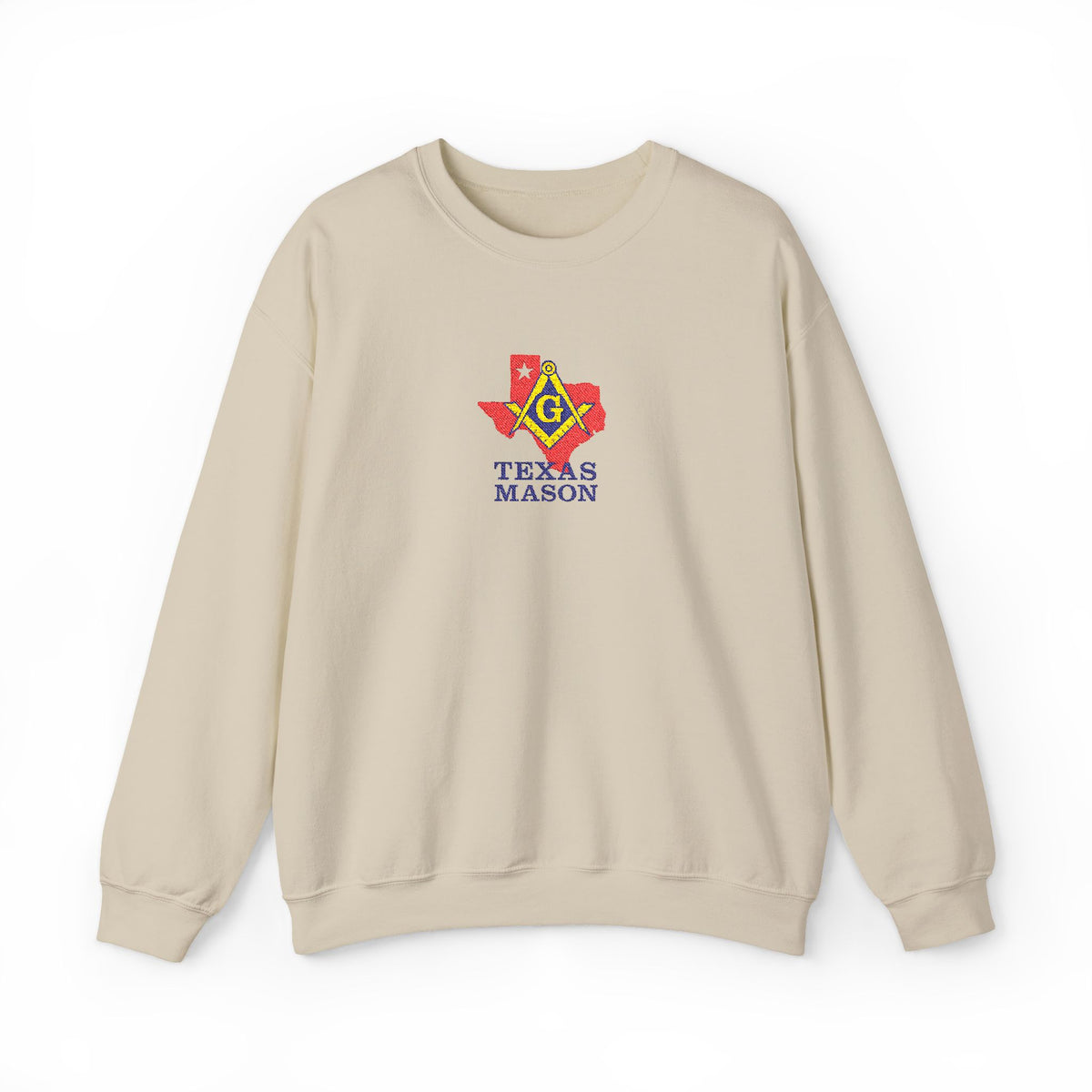 Master Mason Blue Lodge Sweatshirt - Crewneck Embroidered Emblem Texas Mason - Bricks Masons
