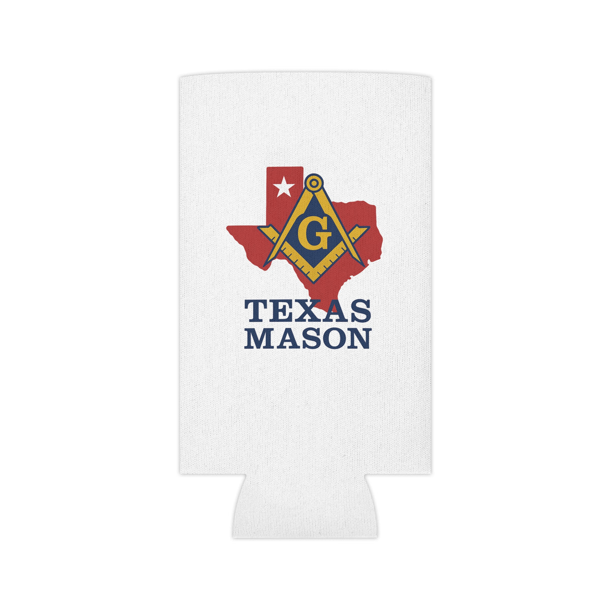 Master Mason Blue Lodge Can Cooler - Texas Mason Square & Compass G - Bricks Masons