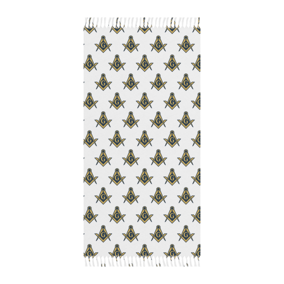 Master Mason Blue Lodge Towel - Square & Compass With Knotted Tassels - Bricks Masons