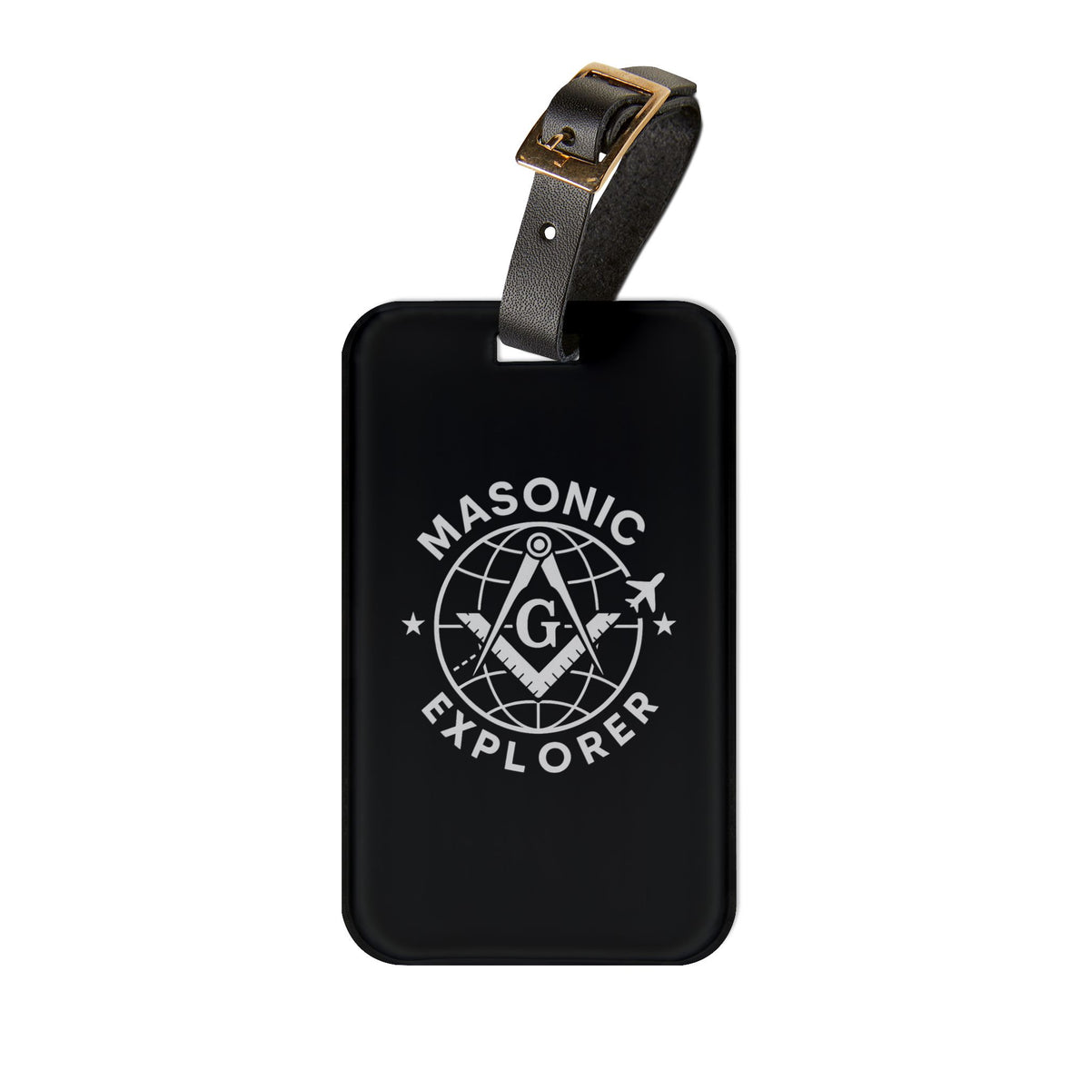 Master Mason Blue Lodge Luggage Tag - Black Color Masonic Explorer - Bricks Masons