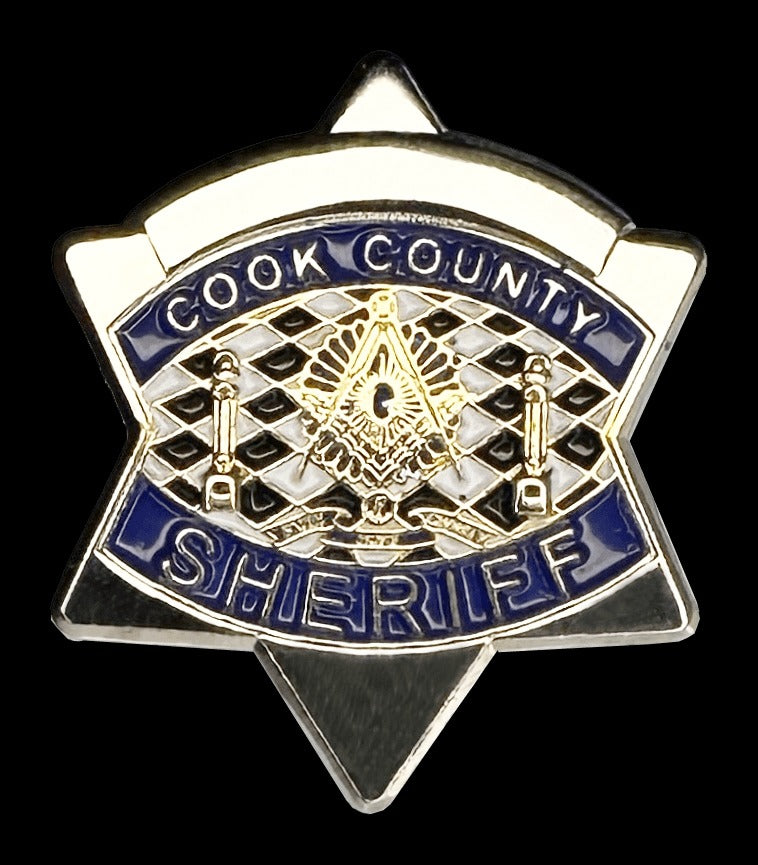 Master Mason Blue Lodge Lapel Pin - Cook County Sheriff Star - Bricks Masons
