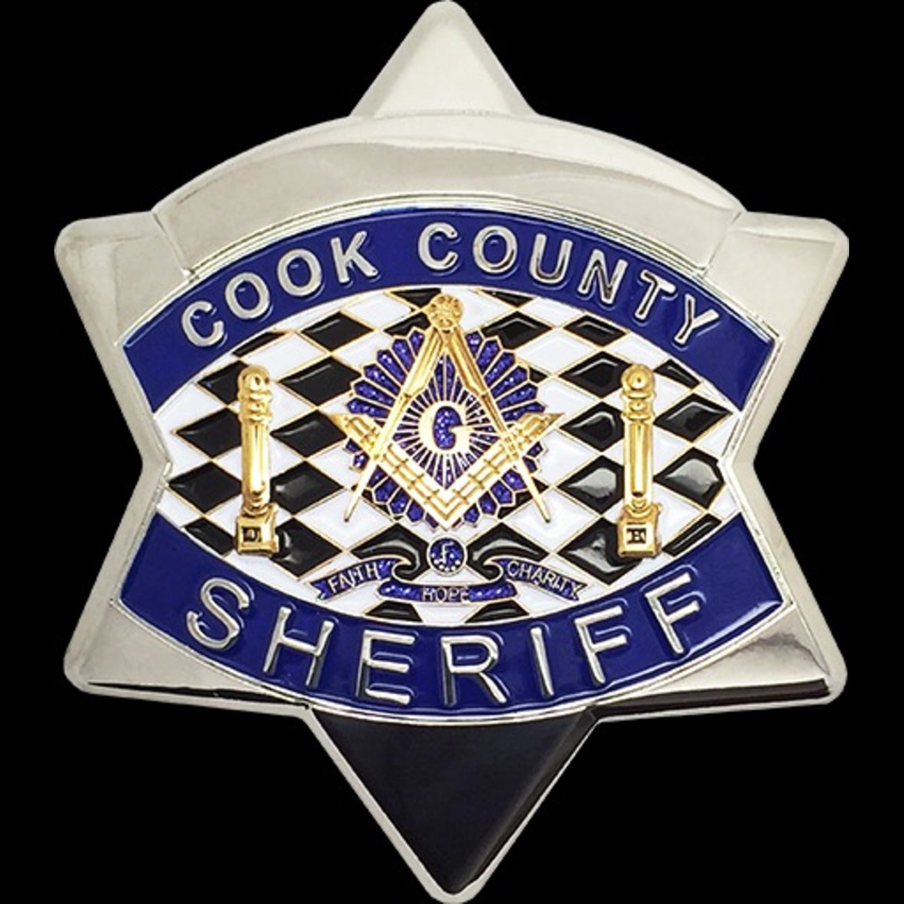 Master Mason Blue Lodge Badge - The Cook County Sheriff Star - Bricks Masons