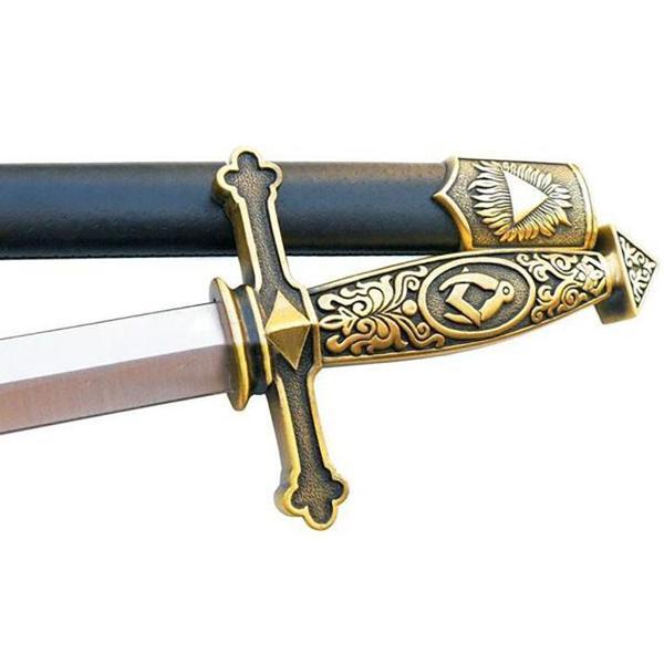 Fellowcraft Blue Lodge Sword - Square Compass Pyramid Knife W/ Scabbard 24.1" - Bricks Masons