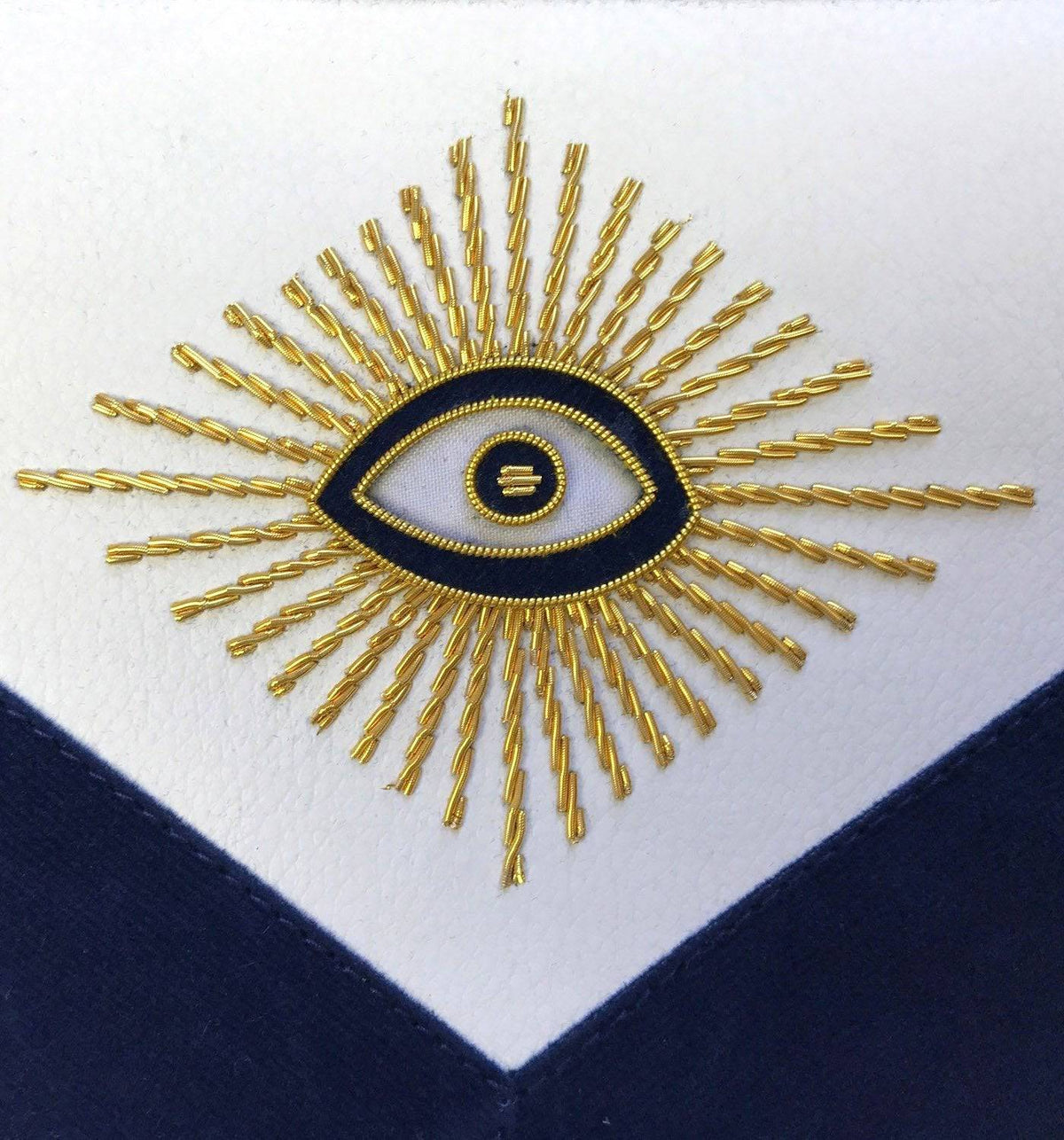 Master Mason Blue Lodge Apron - Navy Velvet with Gold Hand Embroidery - Bricks Masons