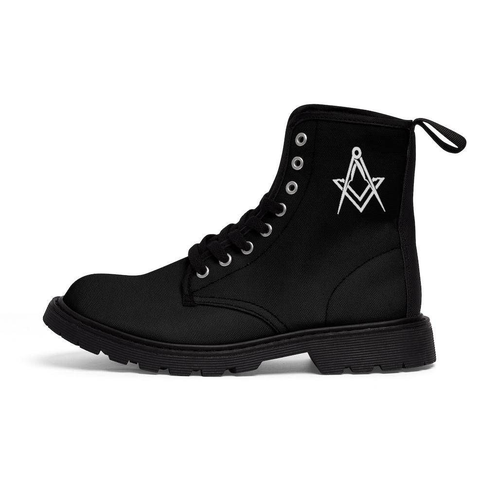 Master Mason Blue Lodge Boot - Black Canvas Square & Compass - Bricks Masons