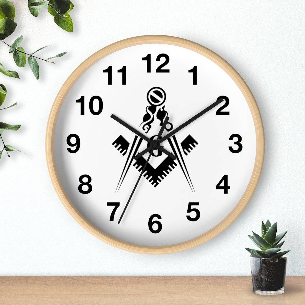 Master Mason Blue Lodge Clock - Square & Compass G - Bricks Masons