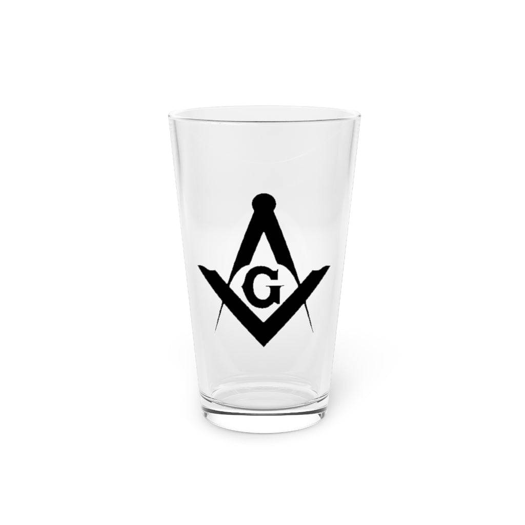 Master Mason Blue Lodge Pint Glass -16oz Black Square & Compass G - Bricks Masons