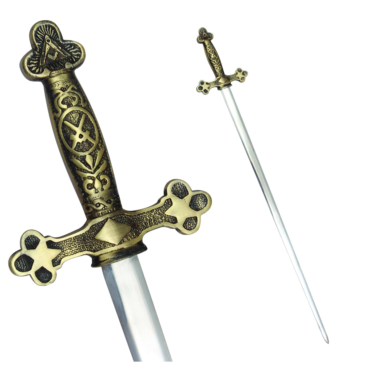 Master Mason Blue Lodge Sword - Square and Compass with Gold Hilt - Bricks Masons