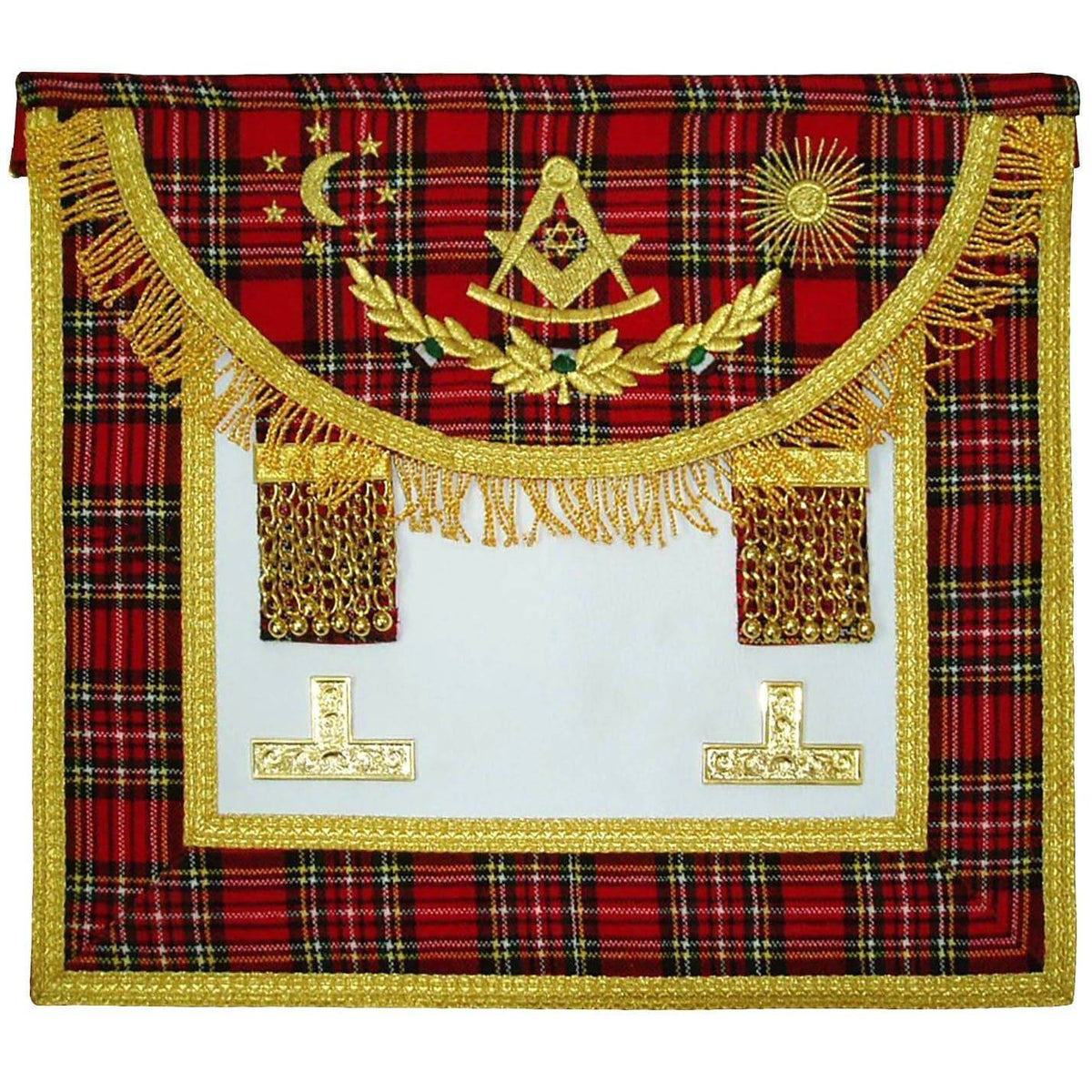 Past Master Craft Scottish Regulation Apron - Stripped Red - Bricks Masons