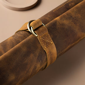 Professional 5-Slot Leather Knife Roll (1) - Bricks Masons