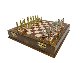 Council Chess Set - Wood Mosaic Pattern - Bricks Masons