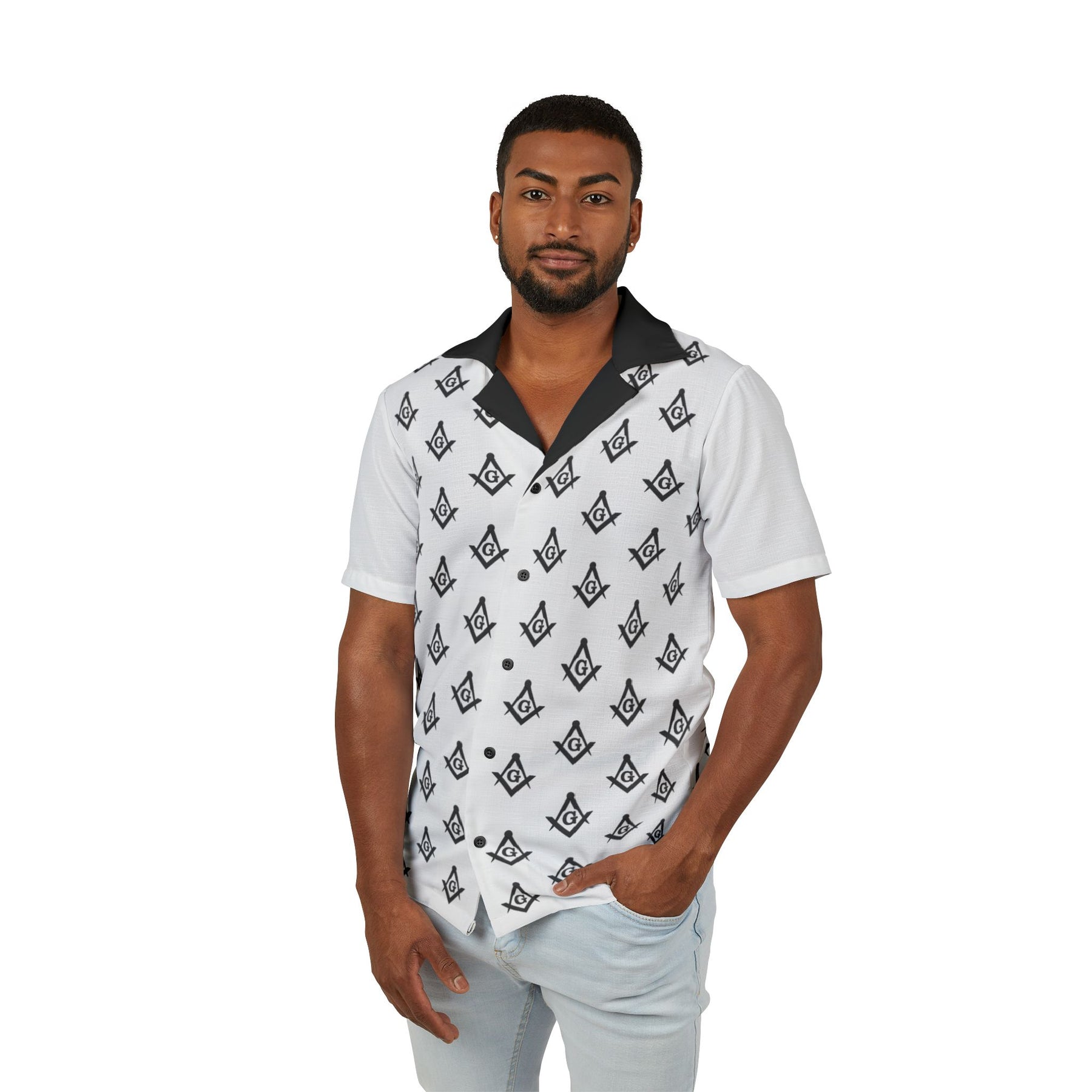Men's Hawaiian Camp Shirt (AOP) - Bricks Masons