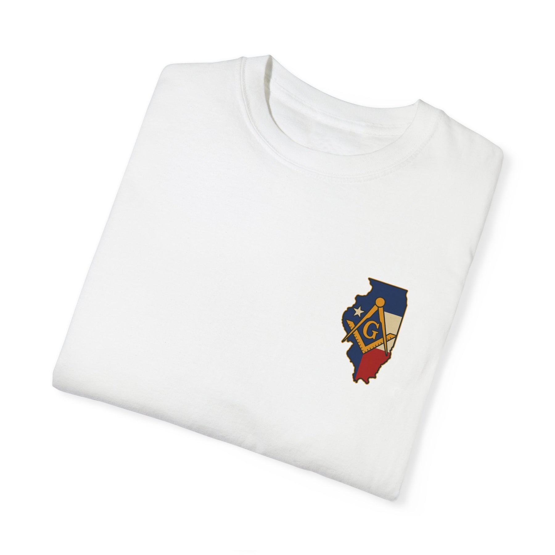 Master Mason Blue Lodge T-Shirt - Garment-Dyed Illinois Mason - Bricks Masons