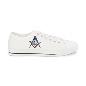 Master Mason Blue Lodge Sneaker - Low Top Sneaker Black & White USA Flag - Bricks Masons