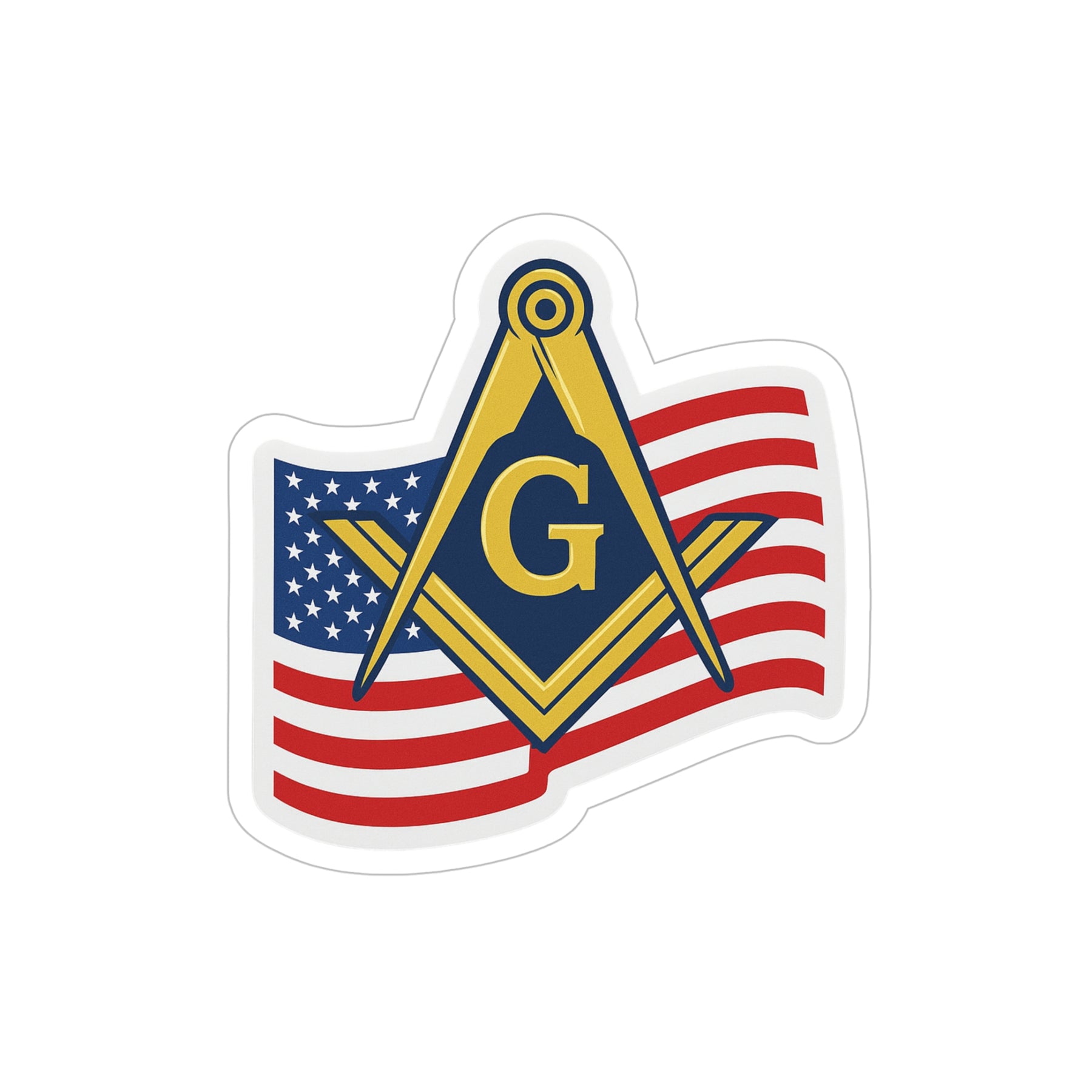 Master Mason Blue Lodge Sticker Decal - Water Resistant Vinyl USA Flag - Bricks Masons