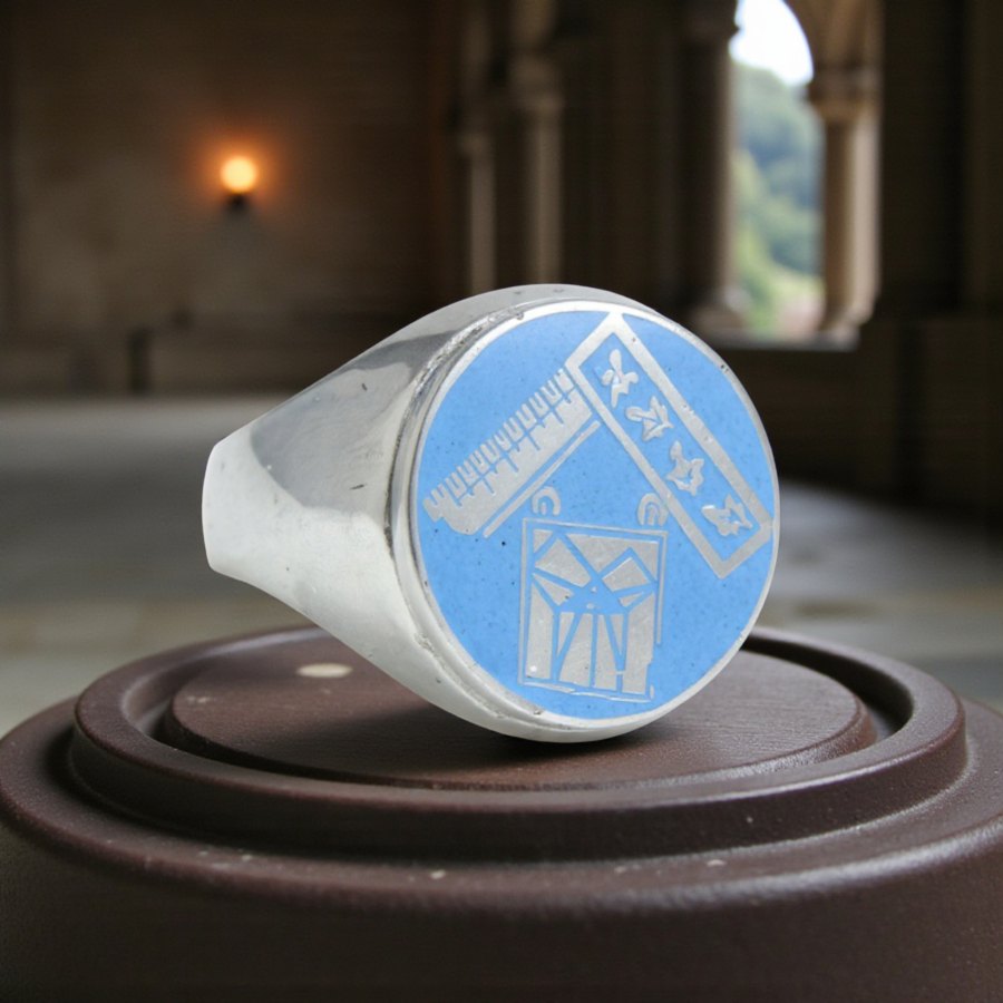 Pythagorean Theorem Enamel Ring Silver 1.8 Cm 12 Gr Art 1029 - Bricks Masons