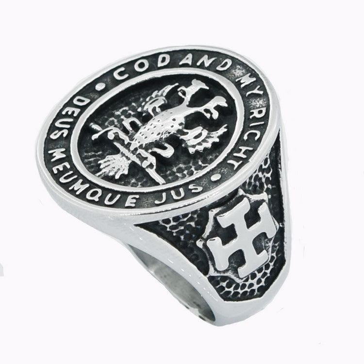 32nd Degree Scottish Rite Ring - Silver Stainless Steel Deus Meumque Jus - Bricks Masons