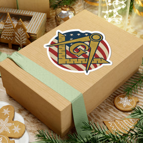 Master Mason Blue Lodge Sticker Decal - Kiss-Cut US Flag Square & Compass G - Bricks Masons