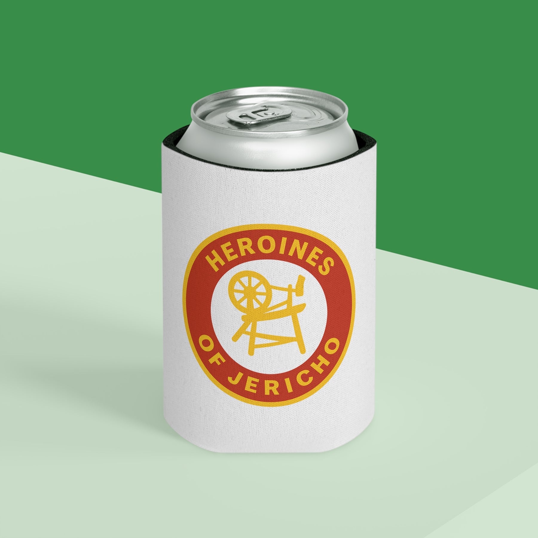 Heroines of Jericho Can Cooler - Red & Yellow Polyester Exterior - Bricks Masons