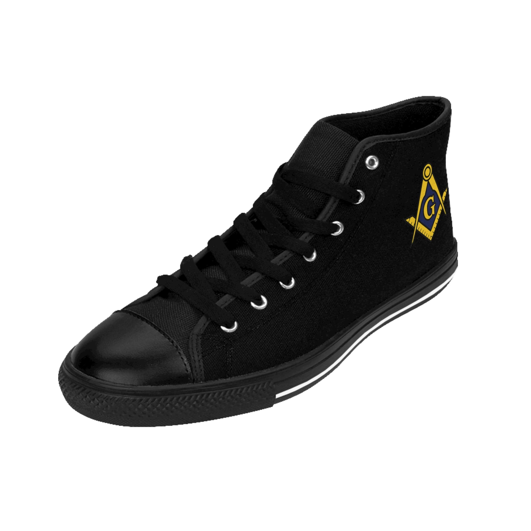 Master Mason Blue Lodge Sneaker - Black with Gold S&C G Nylon Canvas - Bricks Masons