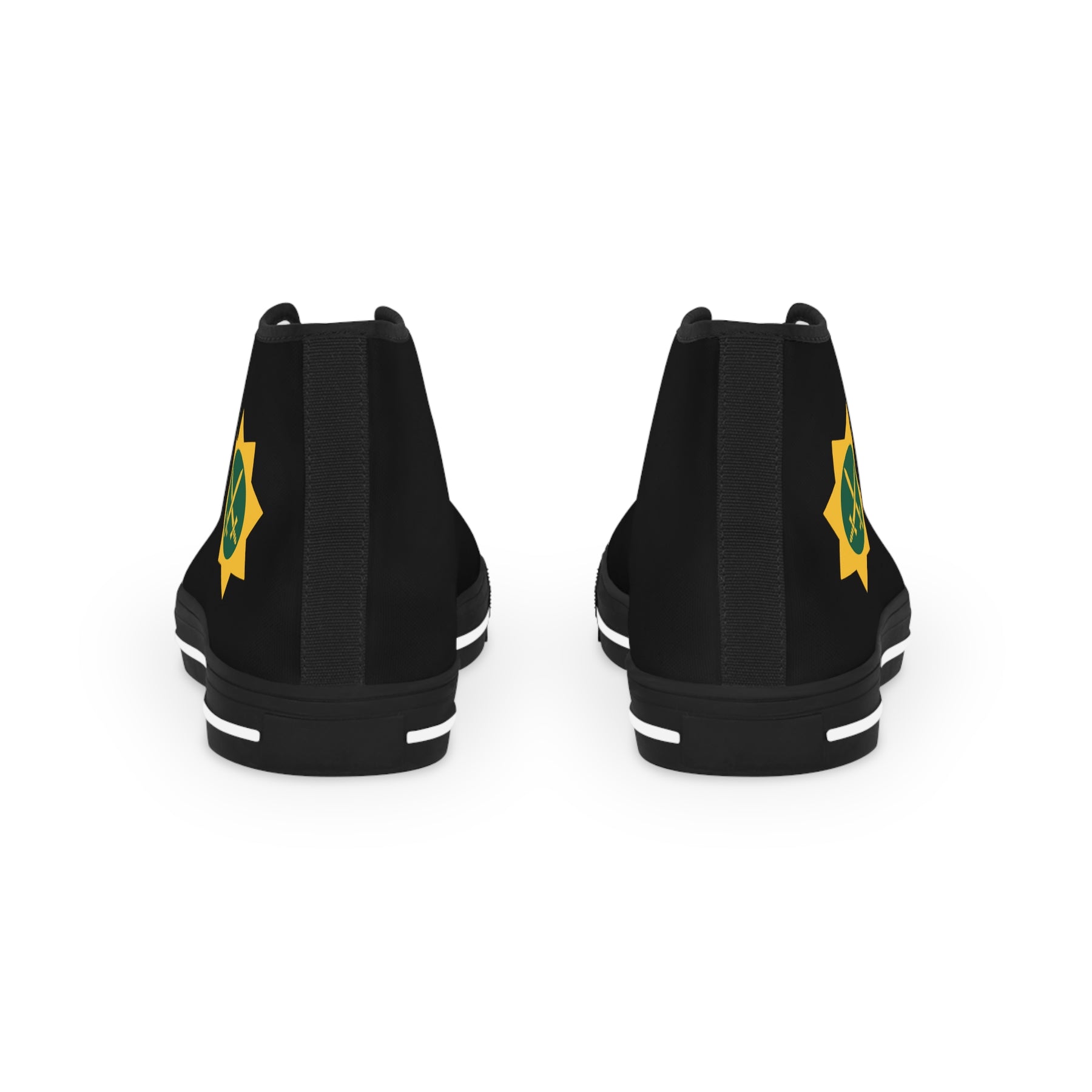 Red Cross of Babylone Sneaker - High Top Black & White Gold & Green Emblem - Bricks Masons
