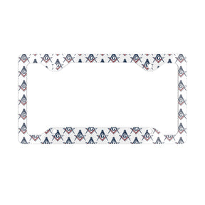 Master Mason Blue Lodge License Plate Frame - Square & Compass G with US Flag - Bricks Masons