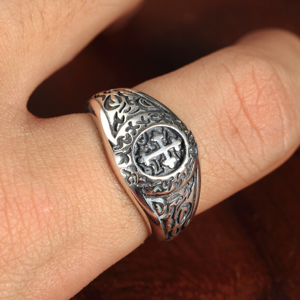 Knights Templar Commandery Ring - Silver With Cross - Bricks Masons