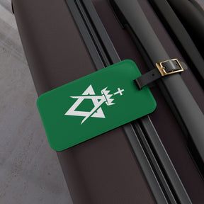 Allied Masonic Degrees Luggage Tag - Green With Black Leather Strap - Bricks Masons
