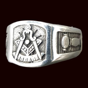 Masonic Ring Plumb Line Spade Silver Masonry 1.4 cm Art 1095 - Bricks Masons