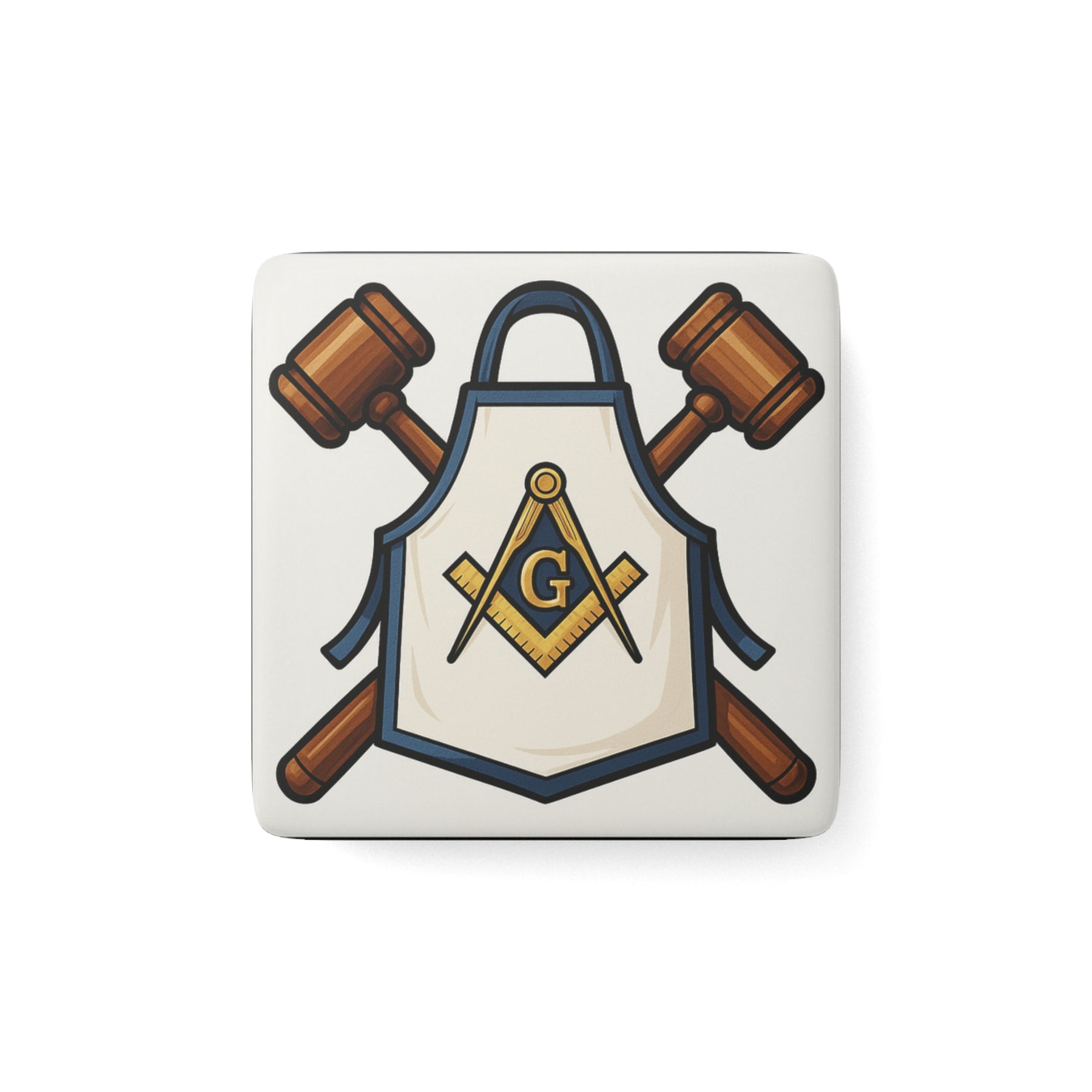 Master Mason Blue Lodge Magnet - Porcelain With Magnet - Bricks Masons