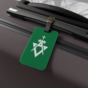 Allied Masonic Degrees Luggage Tag - Green With Black Leather Strap - Bricks Masons