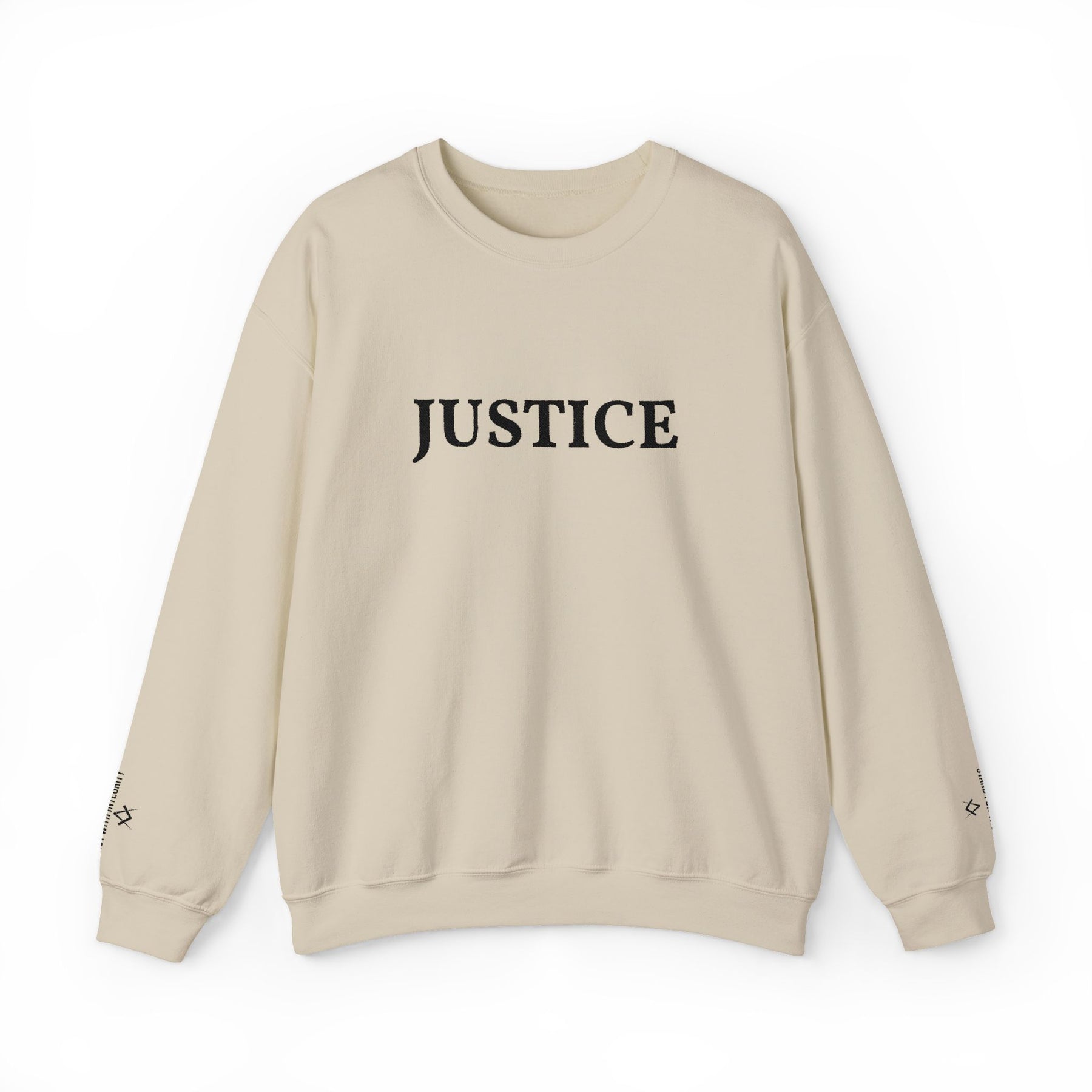 Entered Apprentice Blue Lodge Sweatshirt - Justice Front & Sleeves Embroidery - Bricks Masons