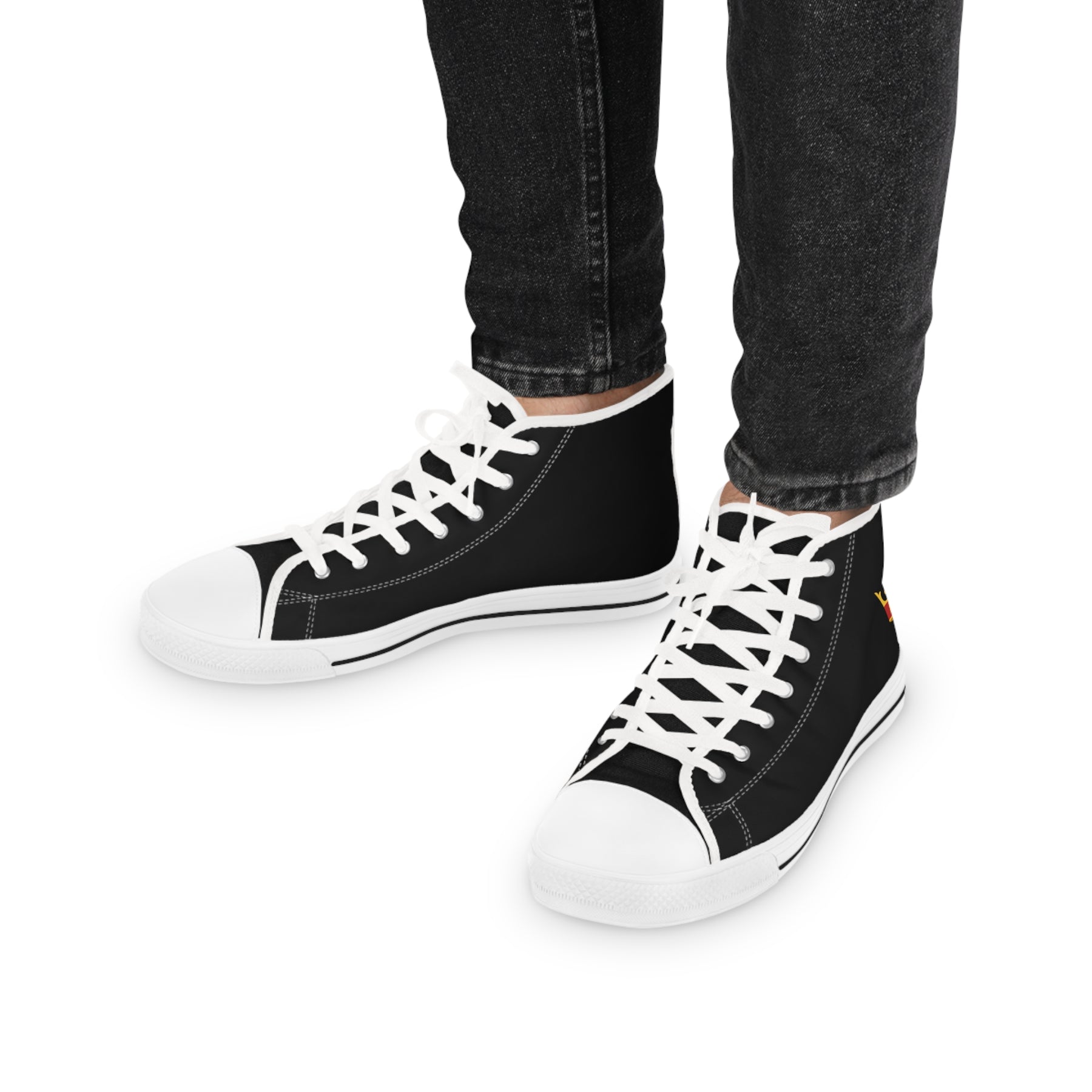 KYCH Sneaker - High Top Black & White Golden Emblem - Bricks Masons