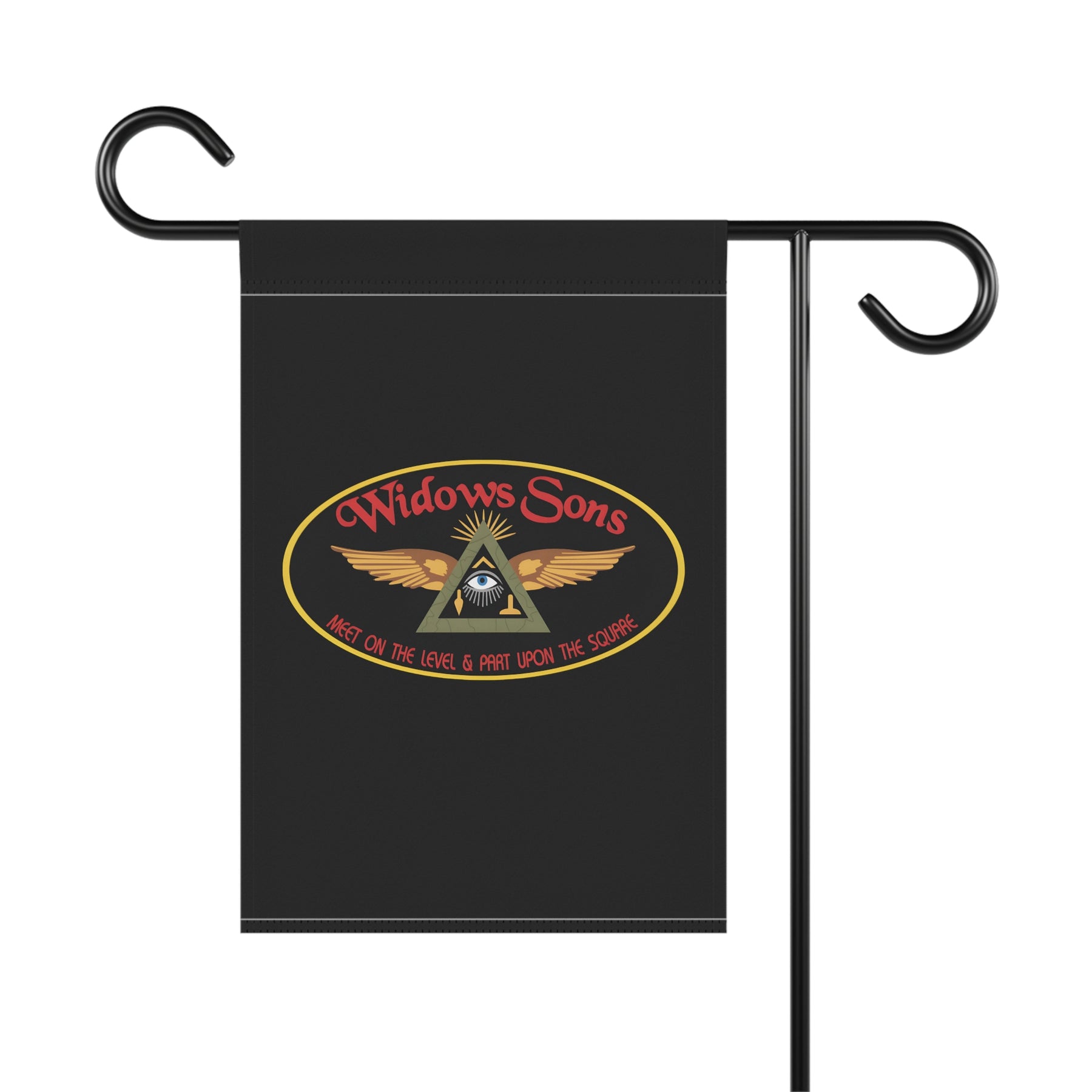 Widows Sons Yard Flag - Black Printed Poly Poplin - Bricks Masons
