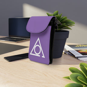 LOCOP Cell Phone Wallet - Purple Microfiber Leather With Adjustable Strap - Bricks Masons