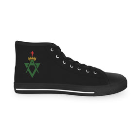 Allied Masonic Degrees Sneaker - High Top Black & White AMD Emblem - Bricks Masons