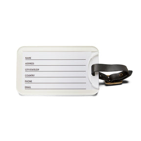 DOI Luggage Tag - Pink With Black Leather Strap - Bricks Masons