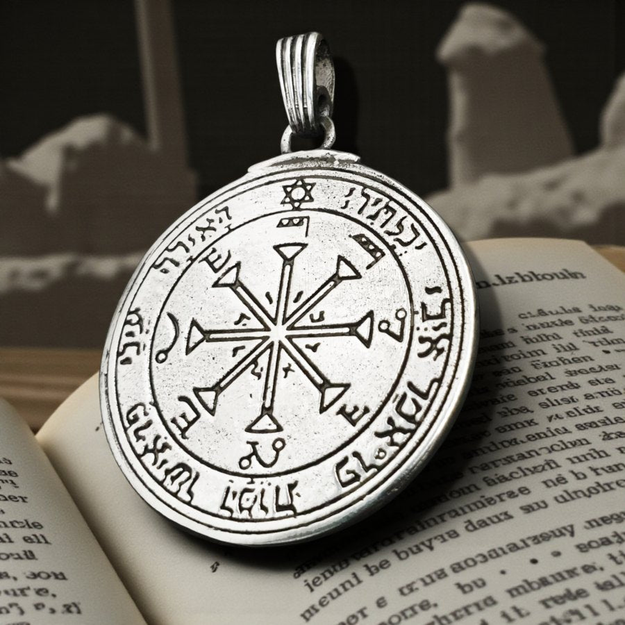 Solomon Pendant Fourth and Sixth Pentacle consecrated to the Sun Silver 3.6 cm 25 g Art 1169 - Bricks Masons