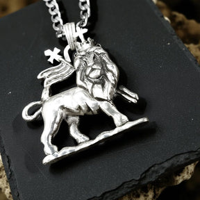 Leon Judah Rastafari Pendant 4 X 3 Cm 39 Gr In Silver Art 1194 - Bricks Masons