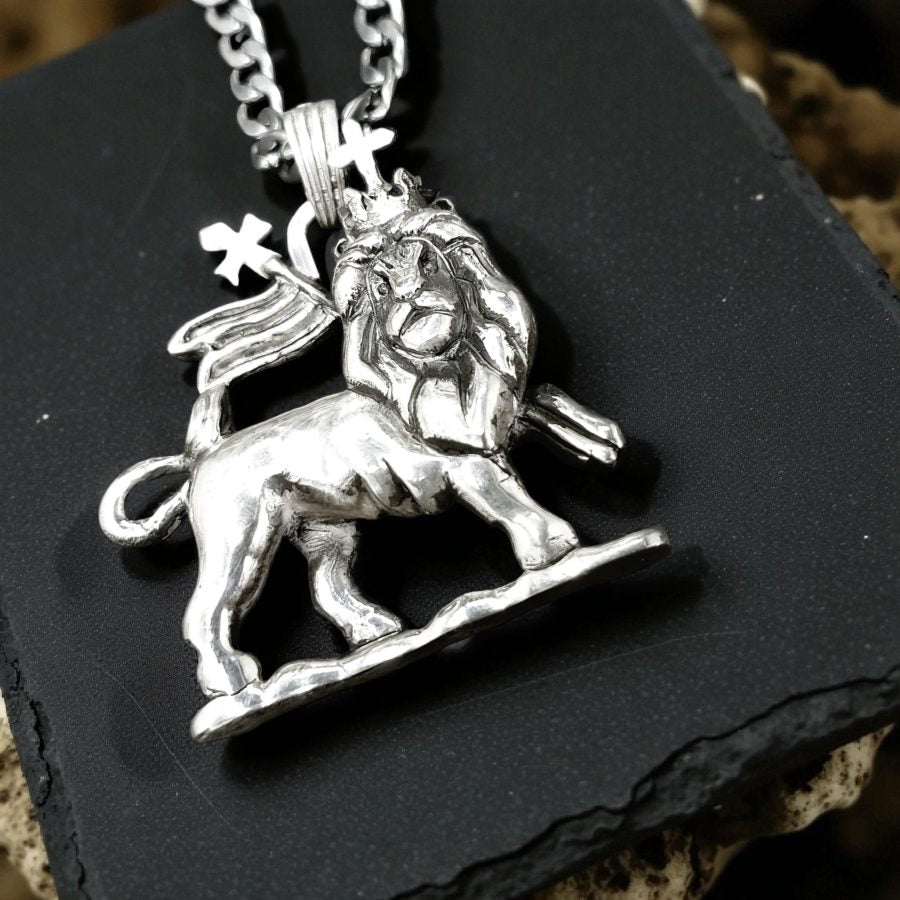 Leon Judah Rastafari Pendant 4 X 3 Cm 39 Gr In Silver Art 1194 - Bricks Masons