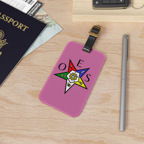 OES Luggage Tag - Pink With Black Leather Strap - Bricks Masons