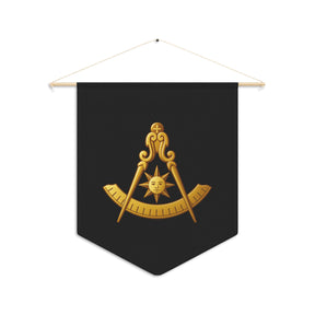Past Master Blue Lodge Pennant - Quadrant with Sun and Compass Emblem - Bricks Masons