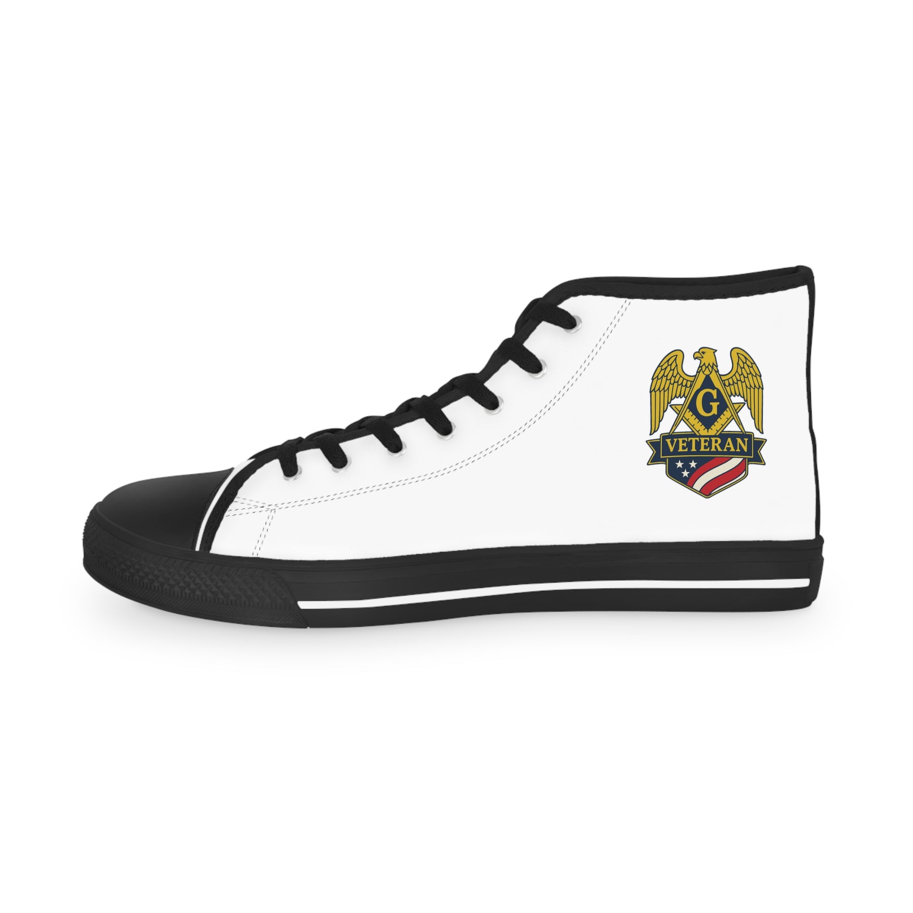 Master Mason Blue Lodge Sneaker - High Top Black & White Sole Veteran Mason - Bricks Masons