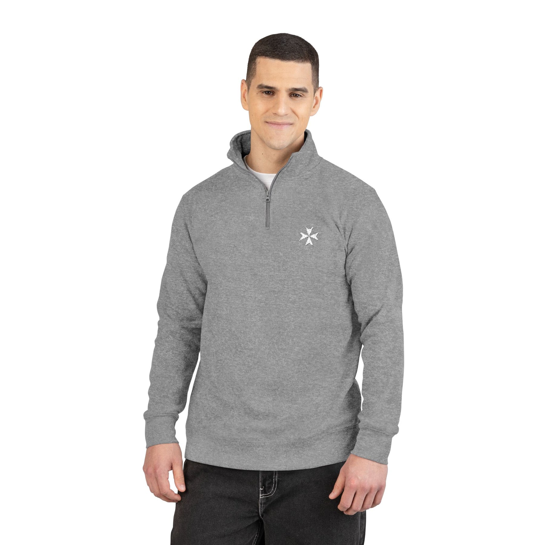 Order Of Malta Sweatshirt - Embroidered White Maltese Cross - Bricks Masons