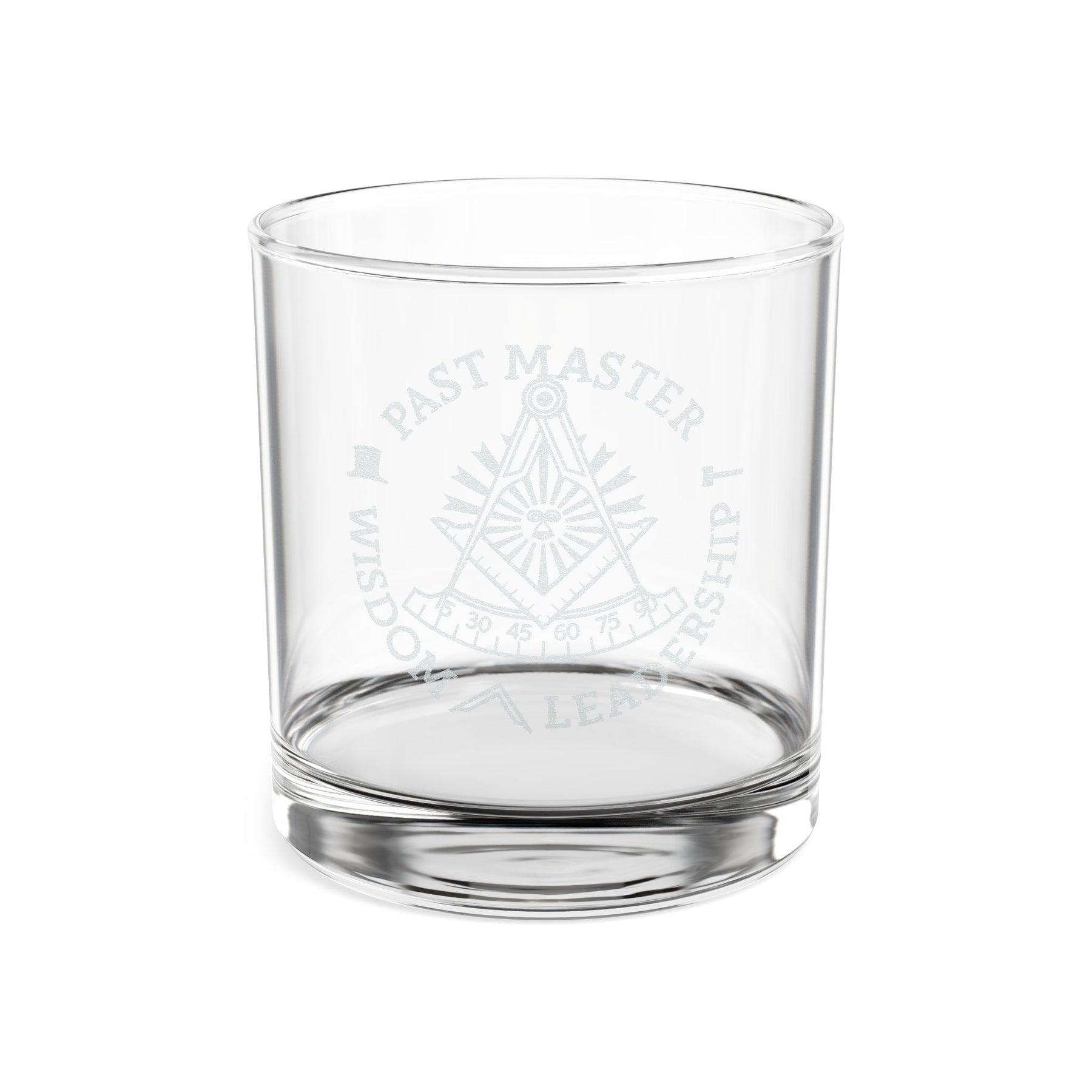 Past Master Blue Lodge Whiskey Glass - Wisdom Leadership S&C Quadrant Sun Emblem