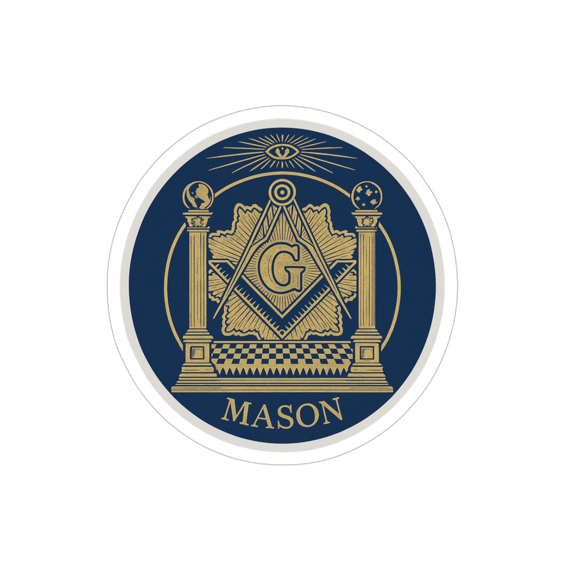 Master Mason Blue Lodge Sticker Decal - Gold & Blue Water Resistant Vinyl - Bricks Masons