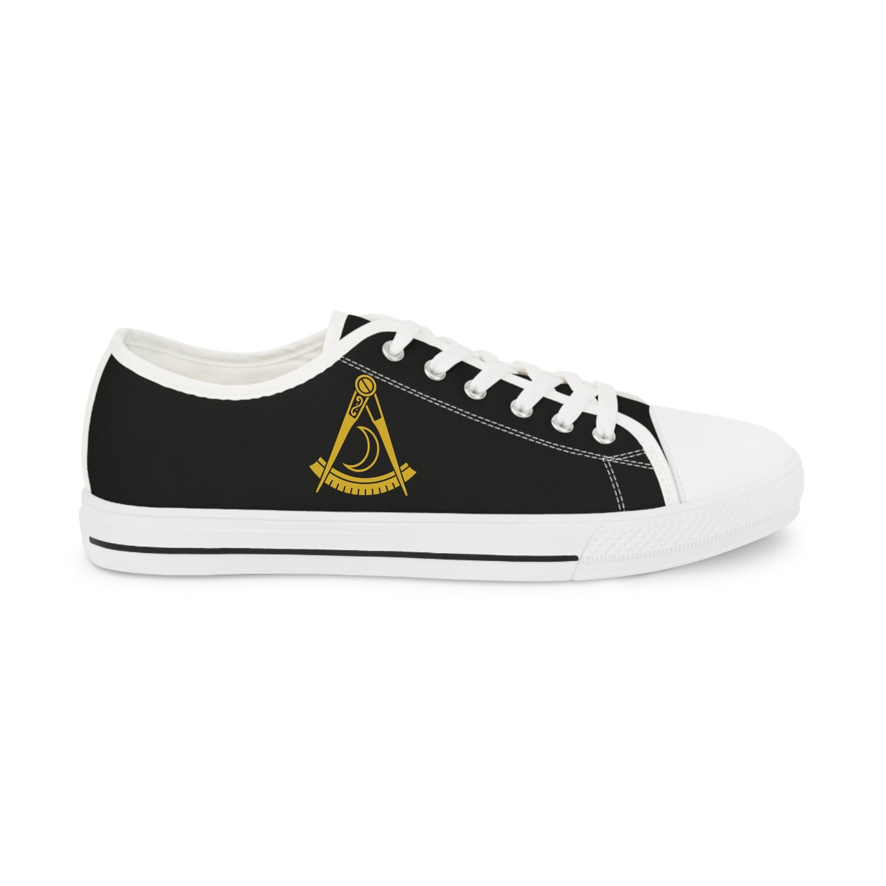 District Deputy Grand Master Blue Lodge Sneaker - Low Top Sneaker Black & White Gold Emblem - Bricks Masons