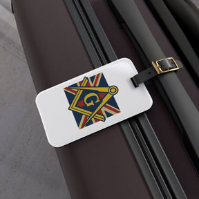 Master Mason Craft Luggage Tag - White With Black Leather Strap - Bricks Masons