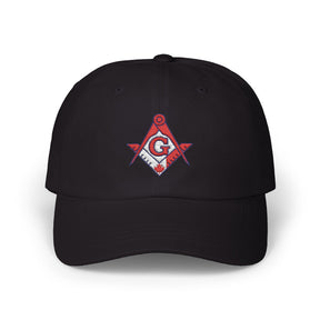 Master Mason Blue Lodge Canada Jurisdiction Baseball Cap - Red & White Square & Compass G - Bricks Masons