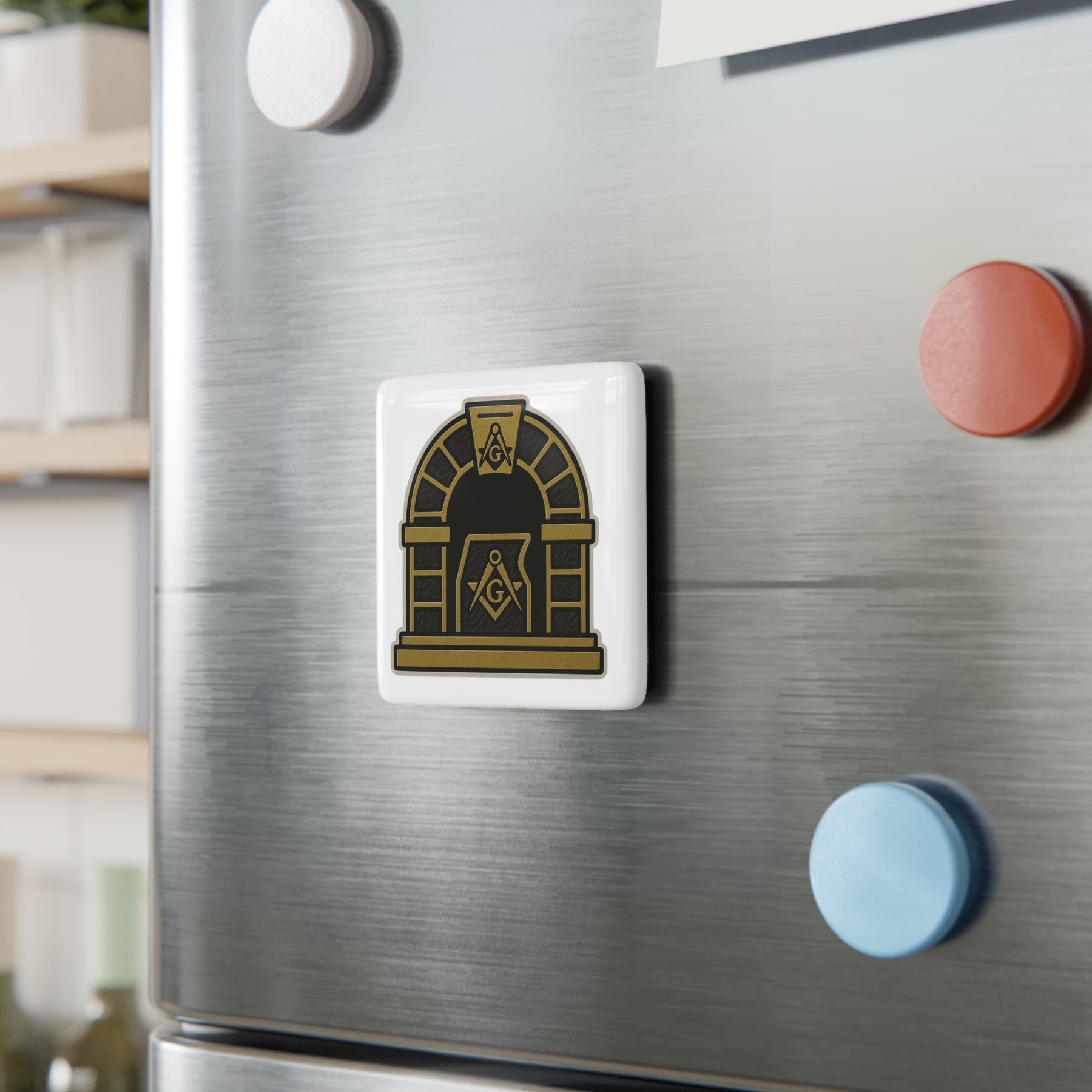 Master Mason Blue Lodge Magnet - Porcelain With Magnet - Bricks Masons